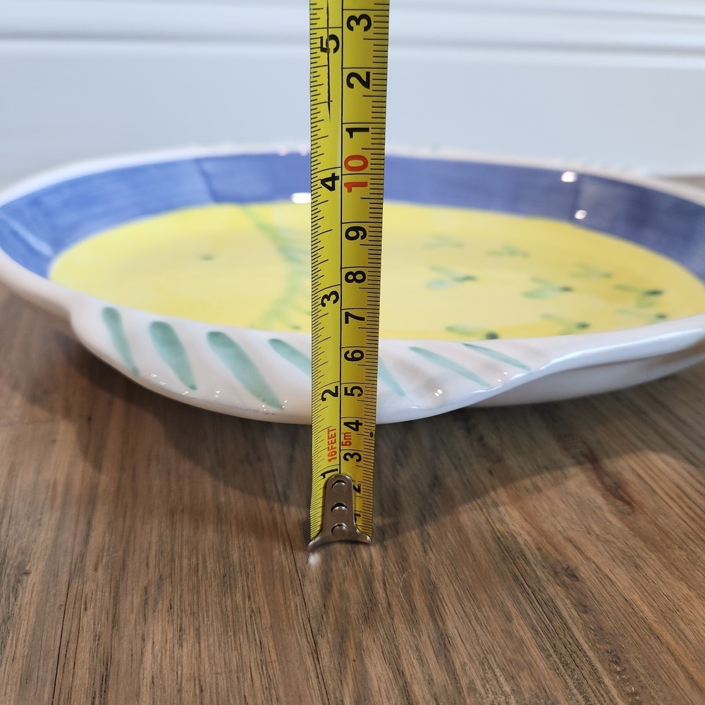 Caleca Greco Hand Painted Italy Fish Shaped Server Platter Marina Yellow Blue - Picture 14 of 15